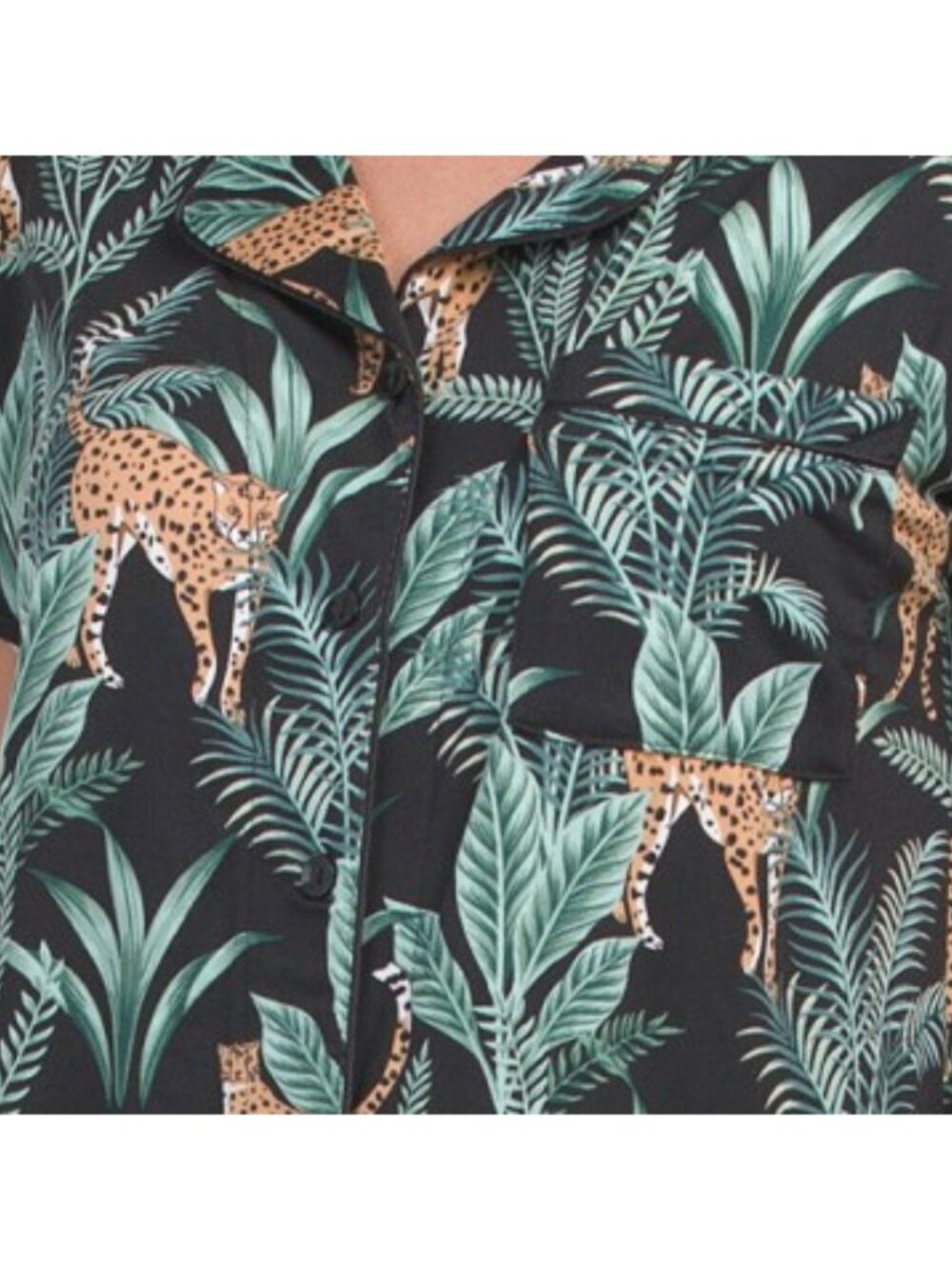 RACHEL ZOE 2pc Tiger Print Short Sleeve Notch Collar Top And Pants Pajama Set - Picture 3 of 3